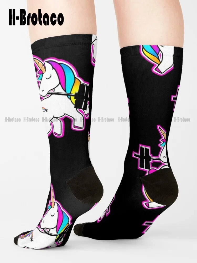 

Unicorns Don'T Believe In Cardio Socks Mens Black Socks Ladies Sports Street Skateboard Socks Teen Youth Socks Casual Colorful