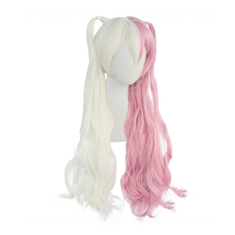 Game Danganronpa Monomi women long wig cosplay costume Super Dangan Ronpa heat resistant synthetic hair White pink wigs