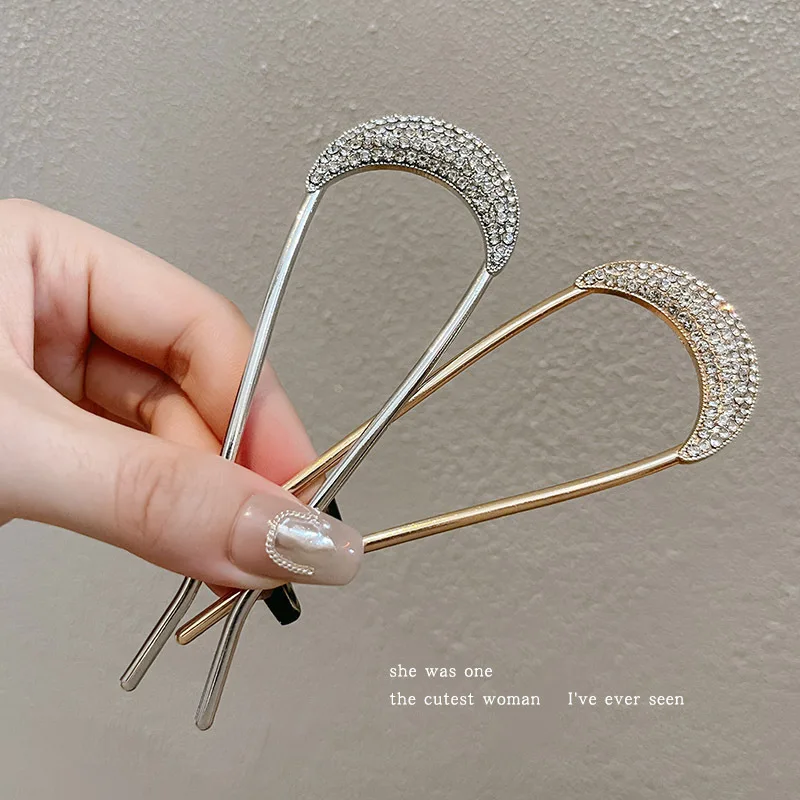 New U Shaped Hairpins Clips for Women Korean Crystal Elegant Metal Forks Vintage Pearl Styling Hairpins Hair Styling Tools Gifts