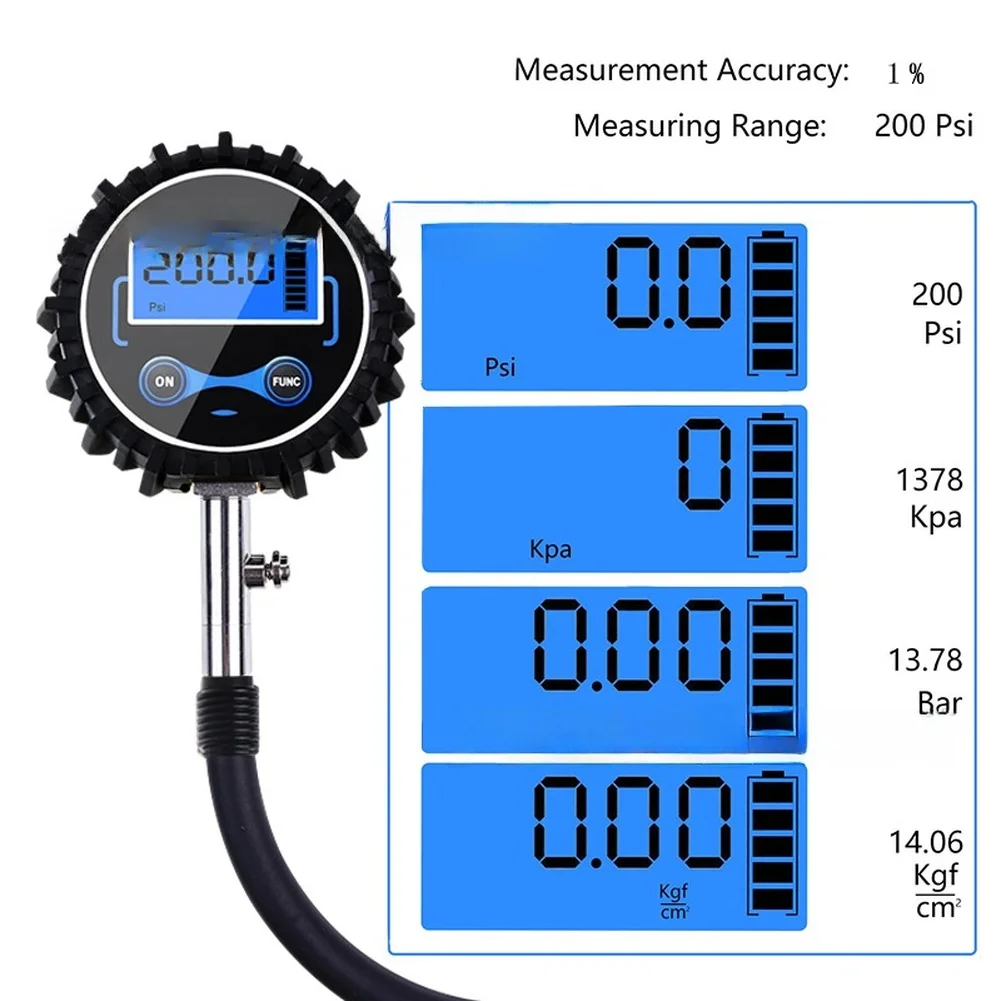 Newest Sale Digital Tire Pressure Gauge 3-200PSI For  Car Truck Motorcycle Replacement Car Accessories