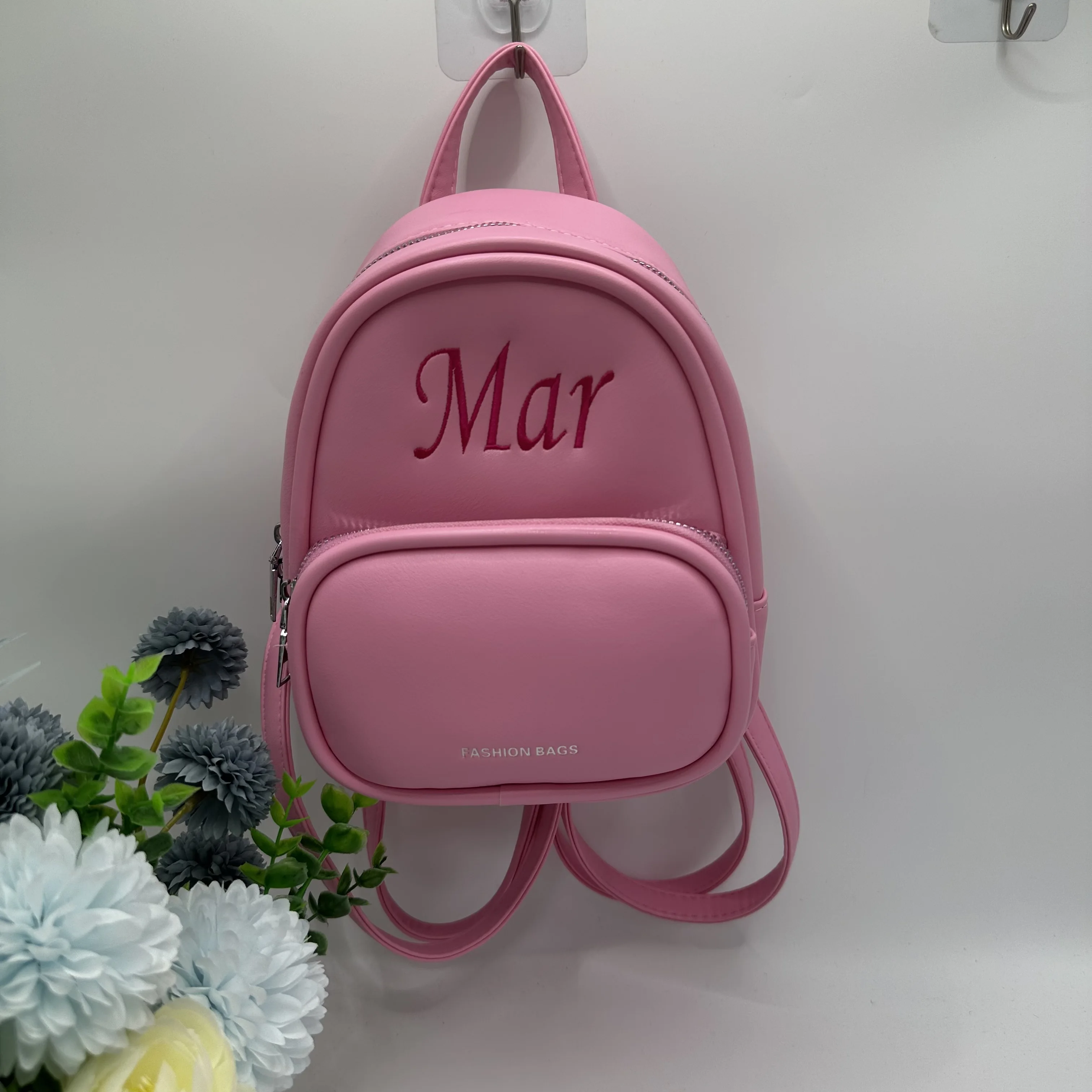 Sac à dos personnalisé en PU avec votre nom pour filles, couleur bonbon, cadeau personnalisé