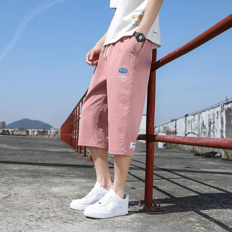 

Cropped Pants Summer Thin Loose Outer Wear Men's Sweatpants Shorts Casual Breeches Teen Pants Cargo Shorts Men