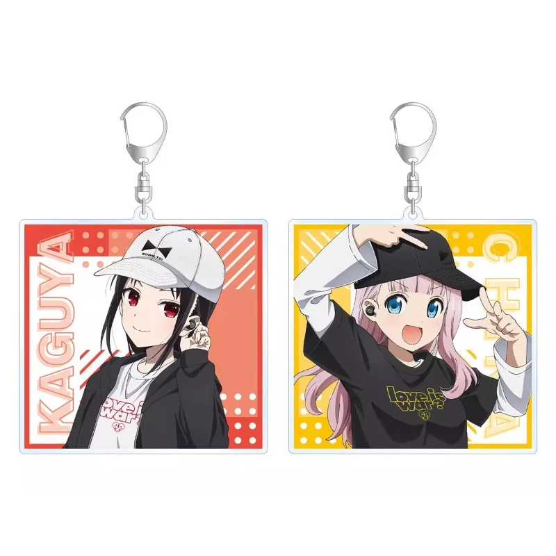 Game Shinomiya Kaguya Fujiwara Chika Keychain Doll Anime Acrylic Keyring Pendant for Gift