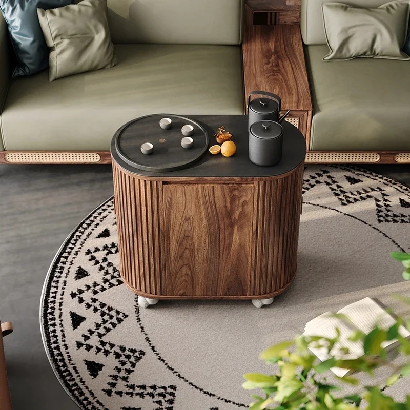 

Банкетный шкаф для чая, передвижной столик, небольшой приставной столик можно сделать, встроенный огневой камень.