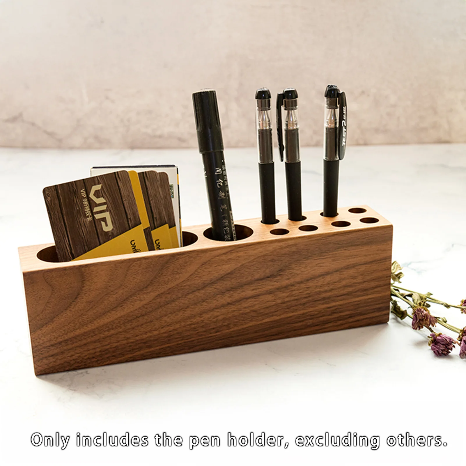 Pen Holder Desk Acacia Wooden Pencil Stand Wood Business Card Holder Fountain Pen Organizer Aesthetic Office Stationery Decor