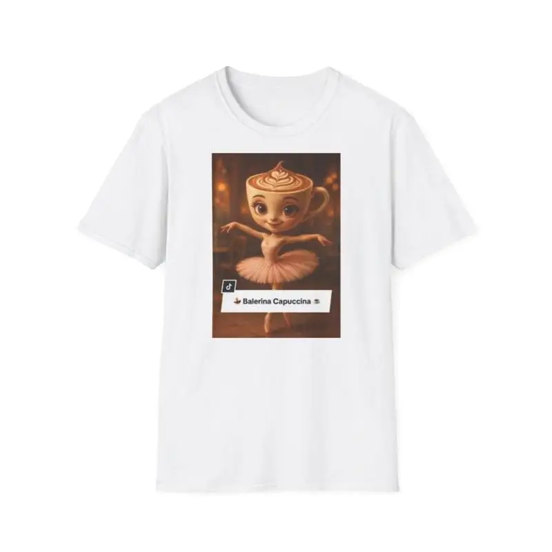 Camiseta caprichosa de Hada del café, bonita para amantes, algodón suave, diseño Vintage ArT Balerina Capuccina