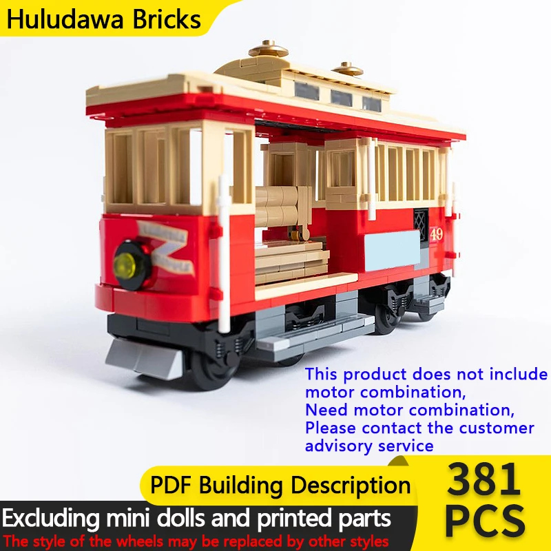 

City Car Model MOC Building Bricks Minifig Trolley Cable Car Modular Technology Gifts Holiday Assemble Children Toys Suit