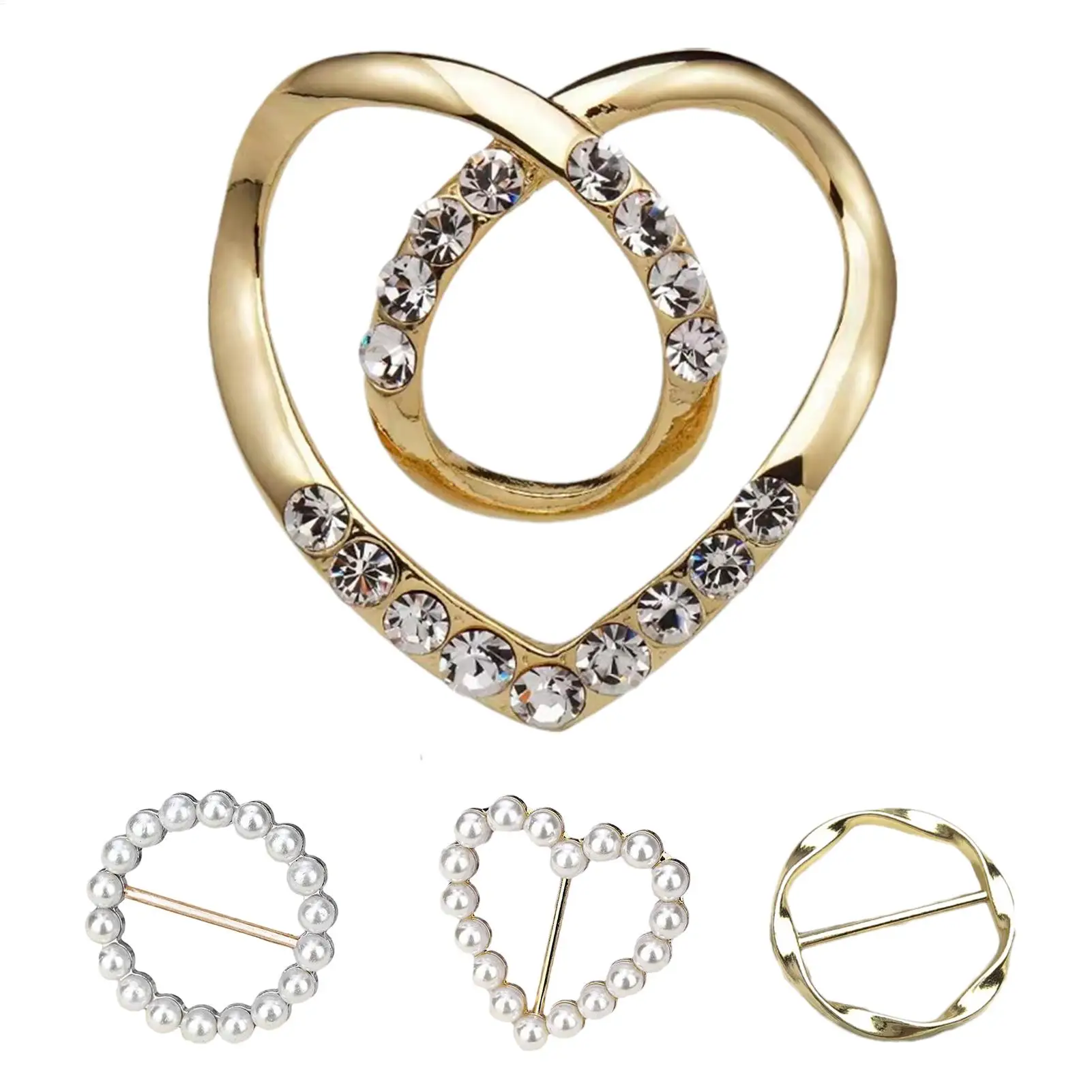 4pcs Metal Ring Waist Button Scarf Button Fashion Corner Waist Knotted Brooches Women easy To Use Fixed Buckle Girl Decor