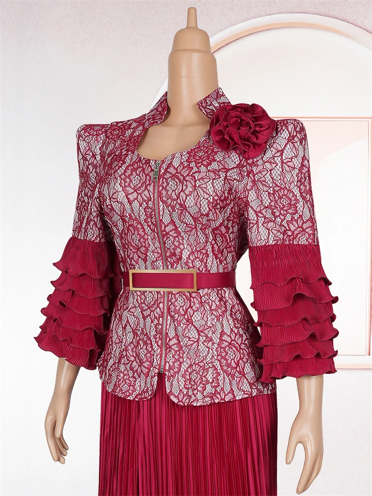 Femmes vêtements de fête de mariage robes de soirée de bal à volants manches hauts et jupe costume 2 pièces ensemble Dashiki tenues 2025 robes pour dames