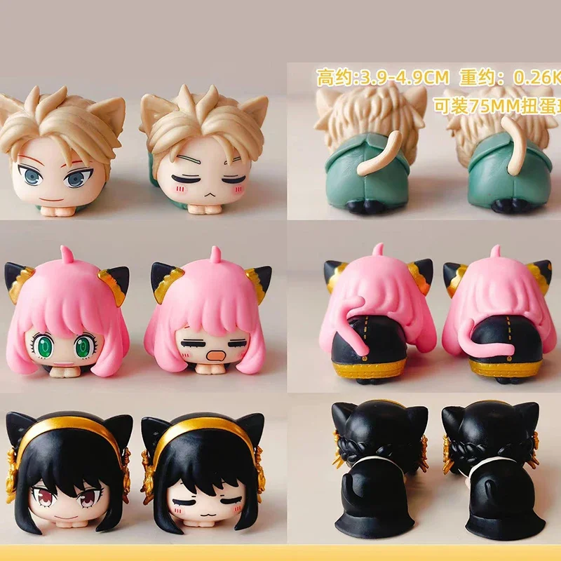 6Pcs Anime SpyXFamily Anime Figure Loid Forger Anya Forger Yor Forger Q Version Pvc Car Decoration Desk Toys Doll Kids Gift