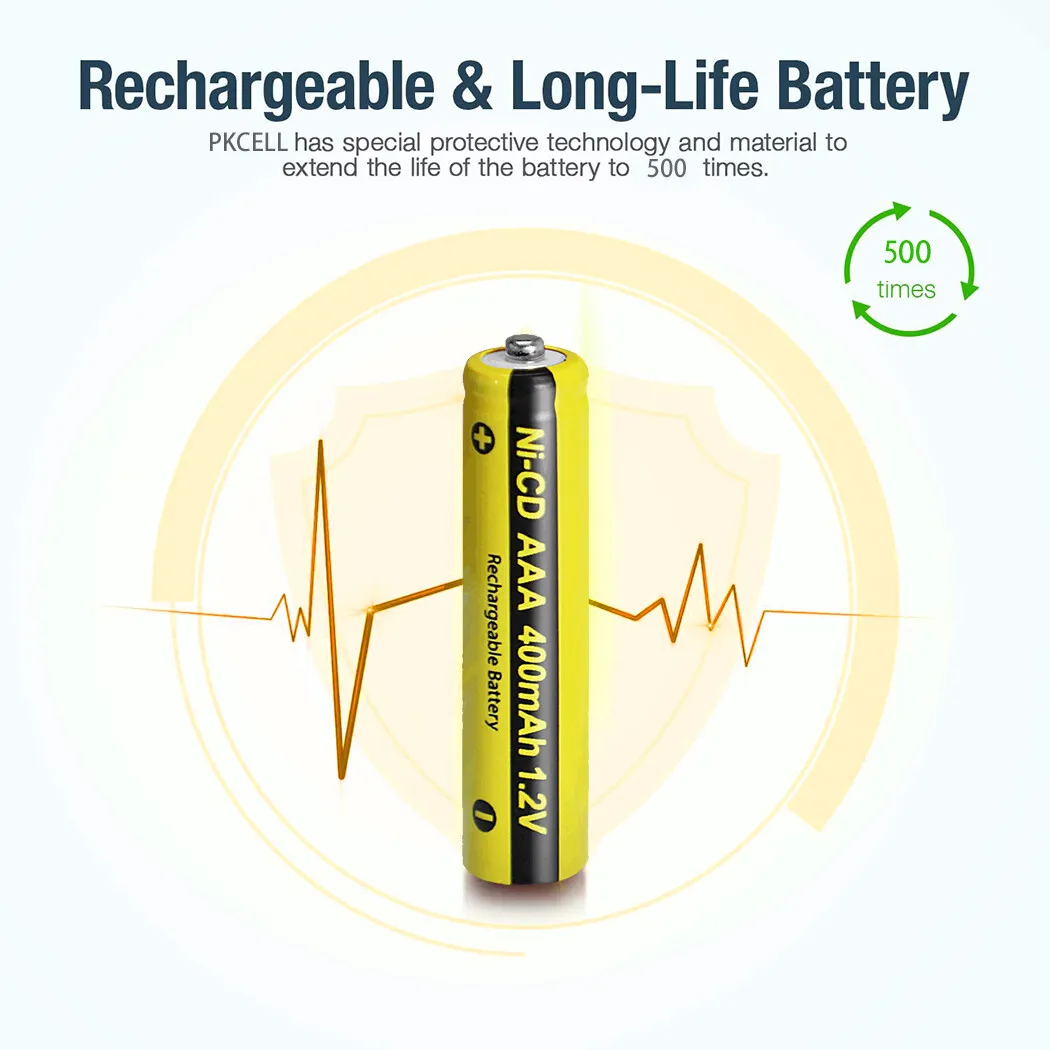 10 قطعة AAA 1.2 فولت قابلة للشحن Ni-Cd 400 مللي أمبير بطارية زر علوي لأجهزة التحكم عن بعد للتلفزيون #1