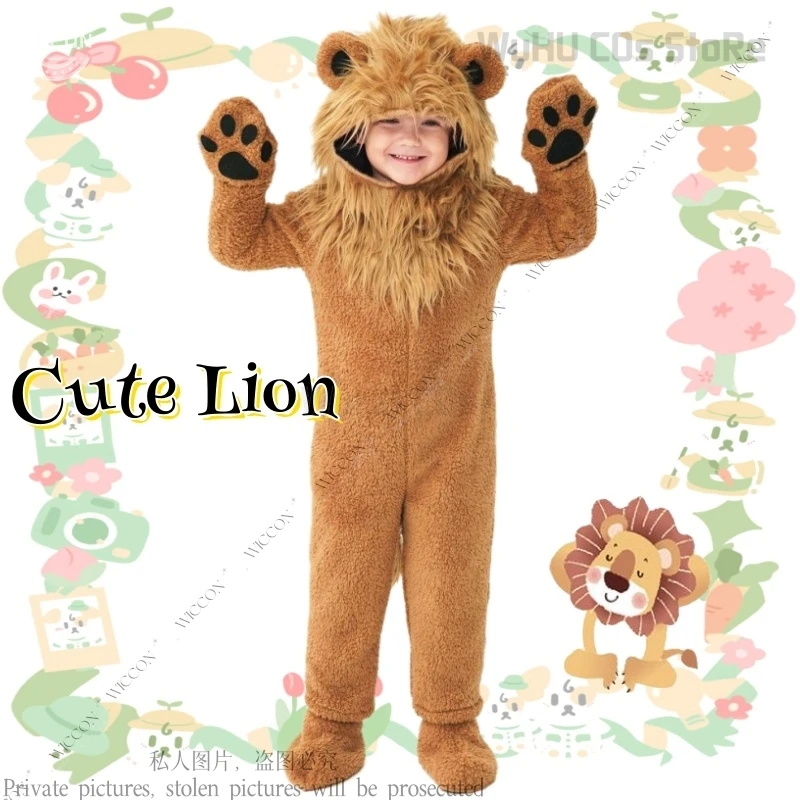 الأسد الملك كيغورومي للطفل ، بيجامة لطيفة ، بذلة لصبي وفتاة ، فستان فاخر مع قفازات لعيد الميلاد ، الشتاء