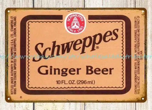 SCHWEPPES GINGER BEER Stamford CT metal tin sign bedroom outdoor wall art