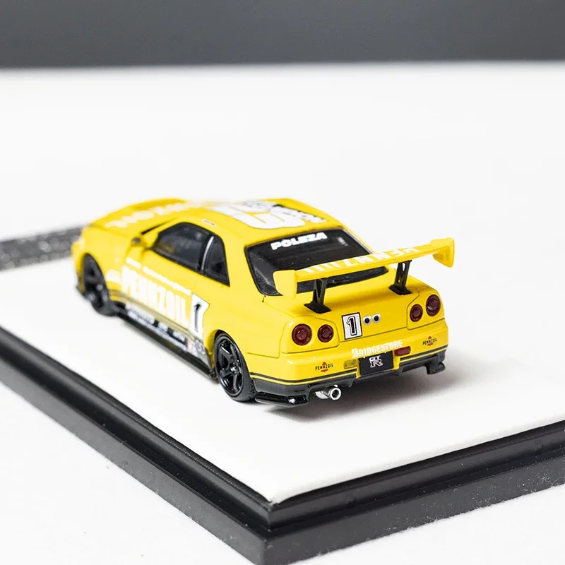 TM 1/64 Nissan GTR R34 Игрушечный автомобиль из сплава, литая под давлением металлическая модель, подарки