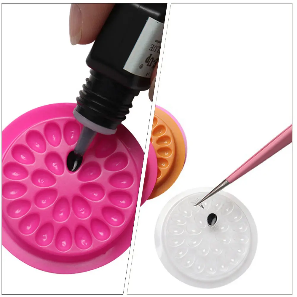 Paleta de pegamento con forma de flor para extensiones de pestañas, paleta adhesiva, soporte para pestañas postizas, herramienta de maquillaje, almacenamiento de suministro de injerto, 60 uds.