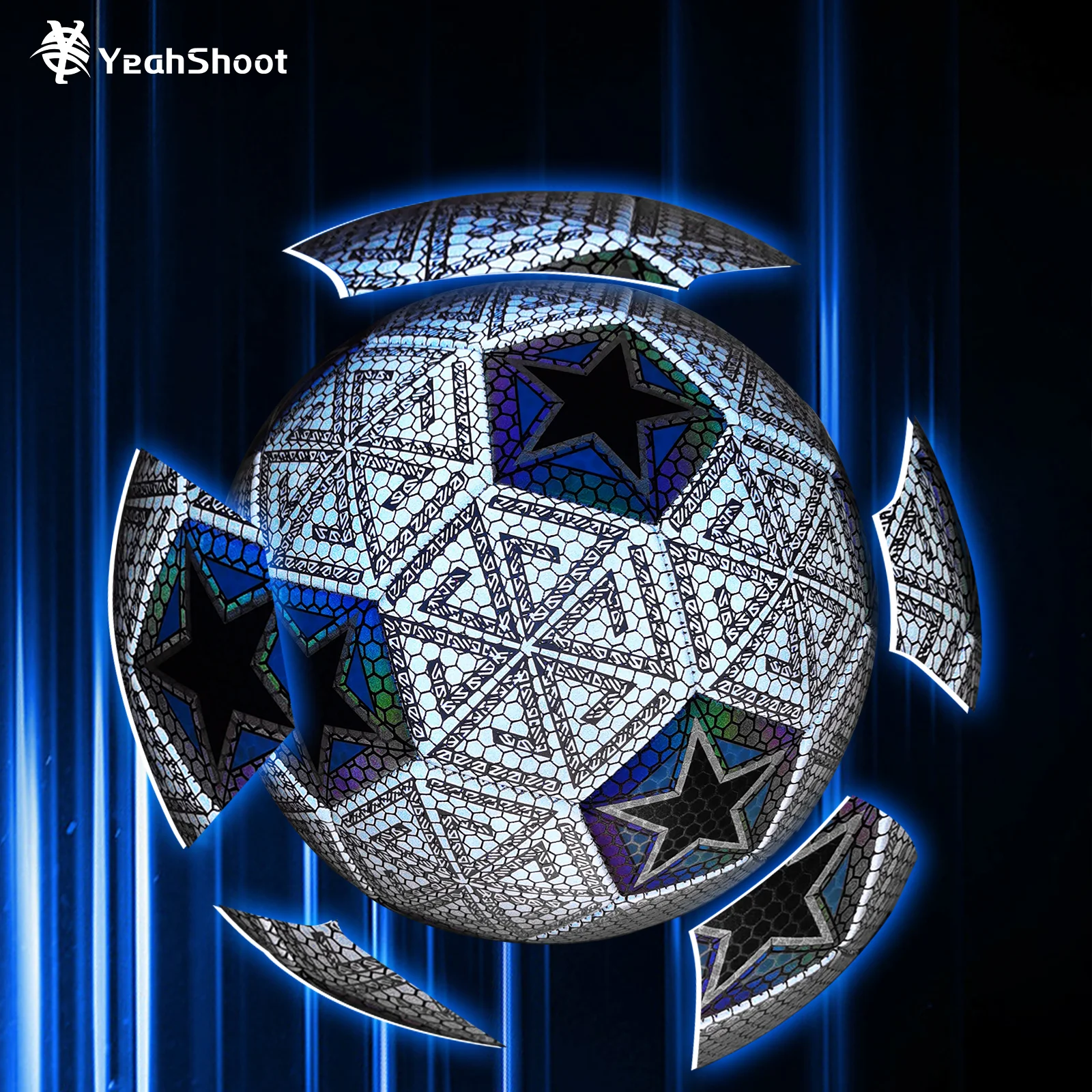 

Size 5 Professional Soccer Ball - Holographic Reflective Football, Cool Long-Lasting Glow, Wear-Resistant Synthetic Material