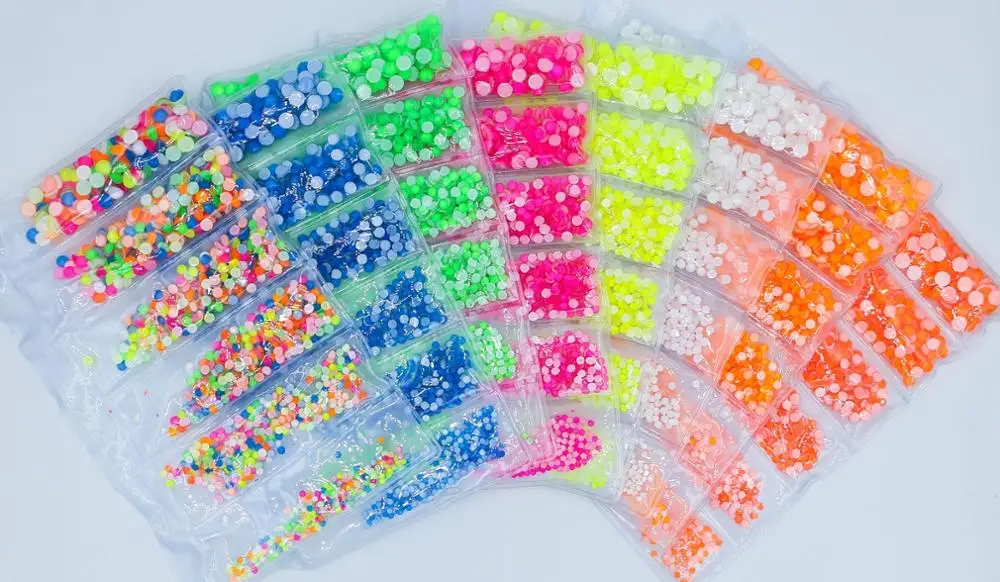 1580pc/bag Mix Colors Fluorescence Crystal AB Glass Nail Art Rhinestones SS6-20 Strass Nail Art Decorations Rhinestones Luminous