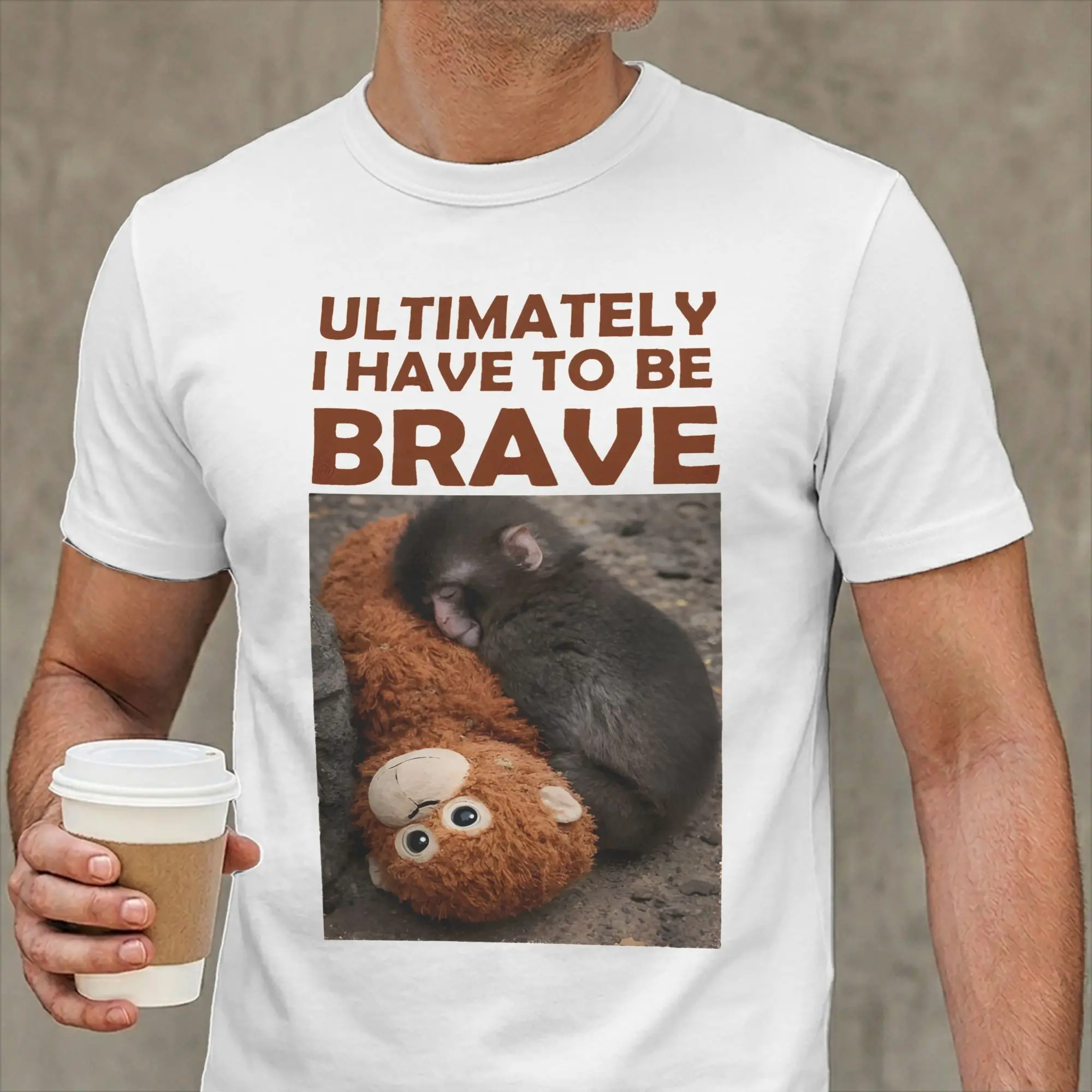 Punch Monkey Cute T-Shirt for Men  Fashion Cotton Tee Shirt Round Collar Short Sleeve T Shirts Printing Clothing