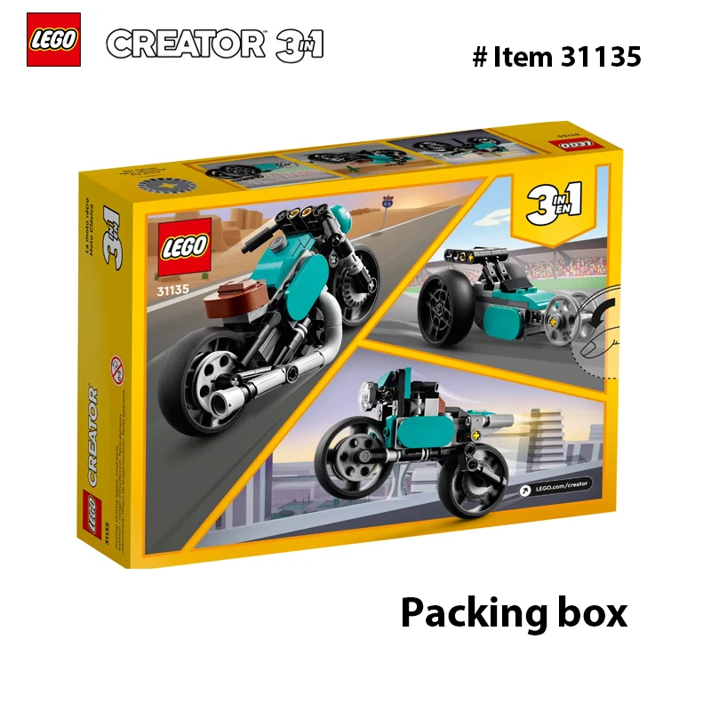 LEGO 31135 Creator 3 in 1 Vintage Motorcycle Set, Vehicle Building Toys, Great Gift for Boys, Girls, and Kids 8 Years Old and Up