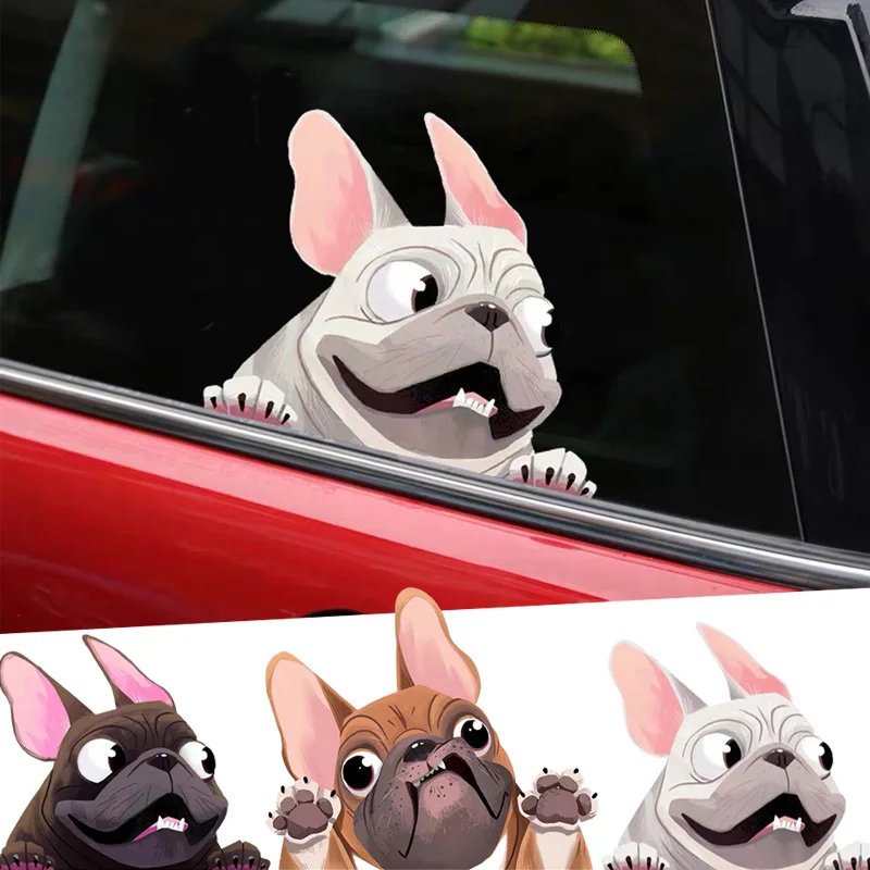 

1PCS 3D Cartoon Bulldog Car Rear Windshield Auto Stickers Creative Personality Scratch Occlusion Decorative Car Body Decal