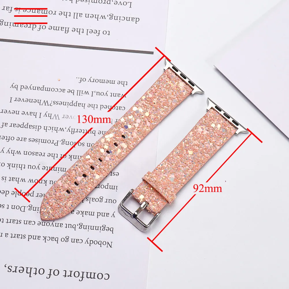 Leather Band for Apple Watch 38mm 40mm Women Bling Diamond 42 41mm 44 45mm 49mm Shiny Glitter Strap IWatch Series 8 7 6 5 4 3 2