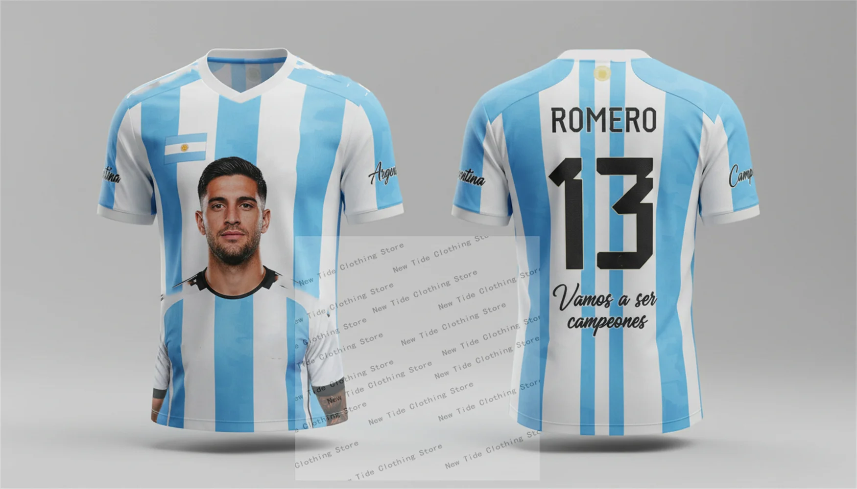 الأرجنتين 2026 كرة القدم كرة القدم جيرسي وتي شيرت للرجال المشجعين سوف نكون أبطال - نمط نسخة المعجبين دعم فريقك #3