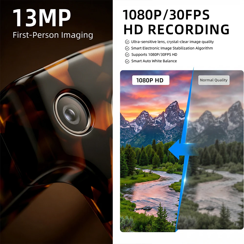 G600 Pro AI Smart Glasses 13MP Camera Capture 1080p HD Video Recording TR90 AI Translation Bluetooth Call Music Audio Eyeglasses view 2