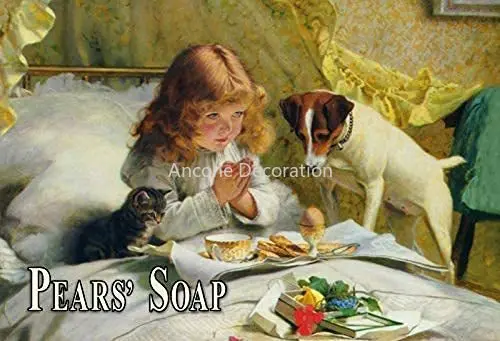 

Pears Soap Praying Girl with Dog and Cat Tin Sign Metal Shield Shield Arched Metal Tin Sign