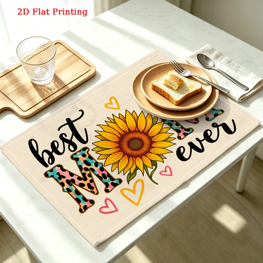 Best Mom Ever Kitchen Placemat Best Mom Ever Linen Pad Dish Coffee Cup Table Mat 1PC 30x40cm