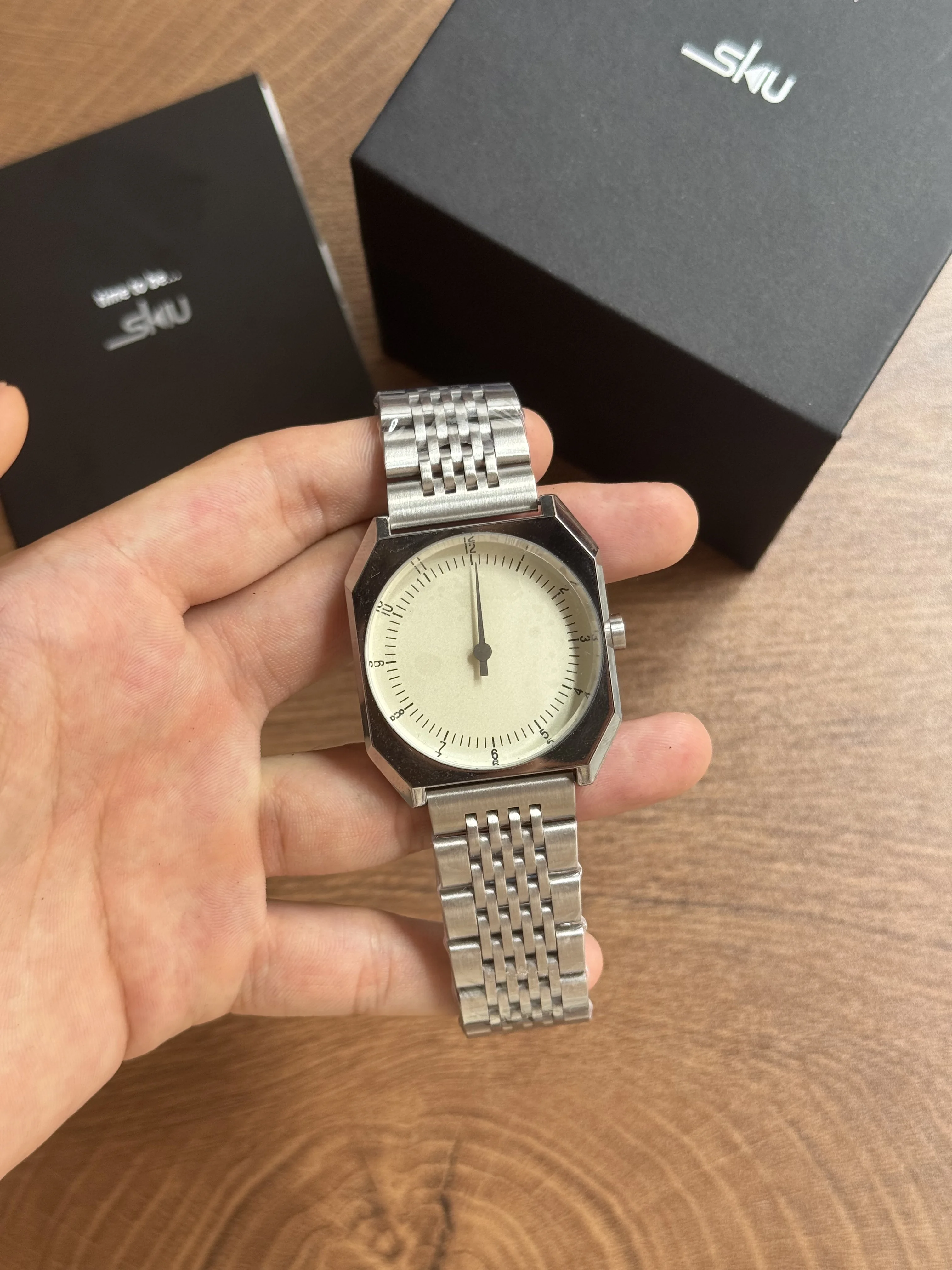 SKU Retro One Pointer Men's Watch Vintage Style Square Quartz Unique Design Fashion Alloy Wristwatch