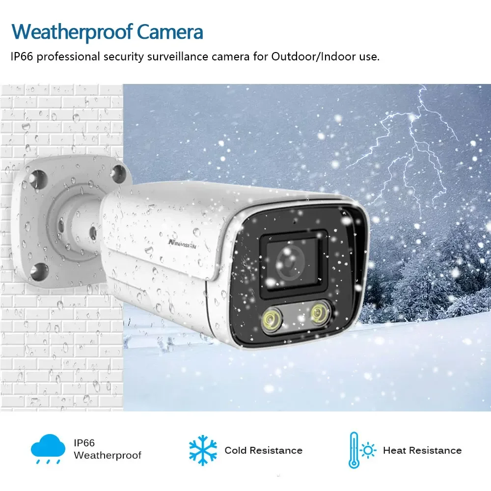 4K 8MP IP Surveillance Camera Outdoor Audio POE H.265 5MP Metal AI Human Detection Vision CCTV Color Night Vision Security Cam