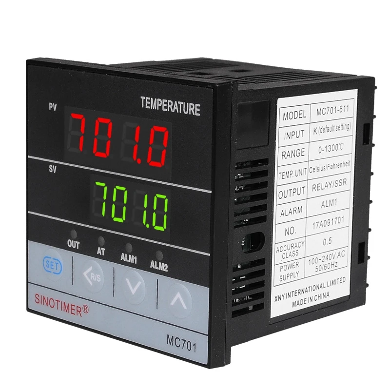 SINOTIMER MC701 Digital PID Temperature Controller Waterproof K Type PT100 Sensor Input Relay SSR Output Vogue