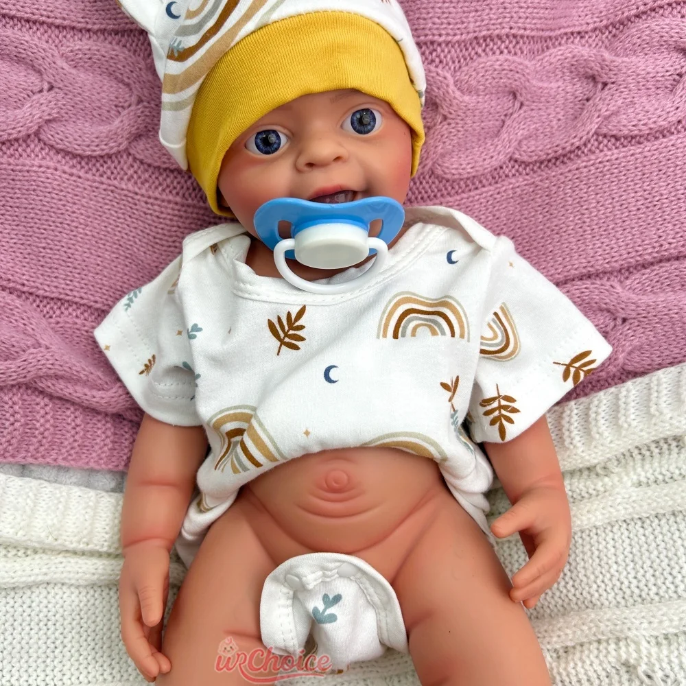 18 Zoll kundenspezifische handbemalte, vollfeste Silikon-Reborn-Baby-Junge, realistische 3D-Hautgewichtete Wiedergeburtspuppe für Sammler- und Kinderspielzeug
