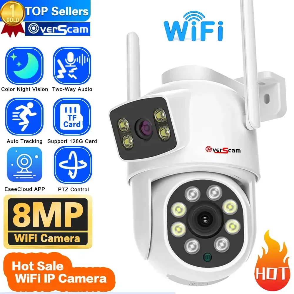 

4K 8MP WiFi IP Camera Surveillance Dual Lens Dual Screen PTZ Home Security-Protection CCTV Mini Video Security Camera Outdoor