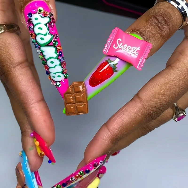 30 قطعة مضحك الكرتون الحلوى مسمار الفن سحر 3D الراتنج فلاتباك كبير حجر الراين أنيمي الشارع مسمار الديكور DIY بها بنفسك مسمار الملحقات #3