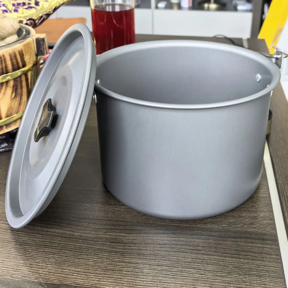 

Глубокая кастрюля для приготовления пищи на природе, 4 л, кофеварка с горячей водой, алюминиевая подвесная кастрюля для кемпинга, антипригарная кастрюля для супа