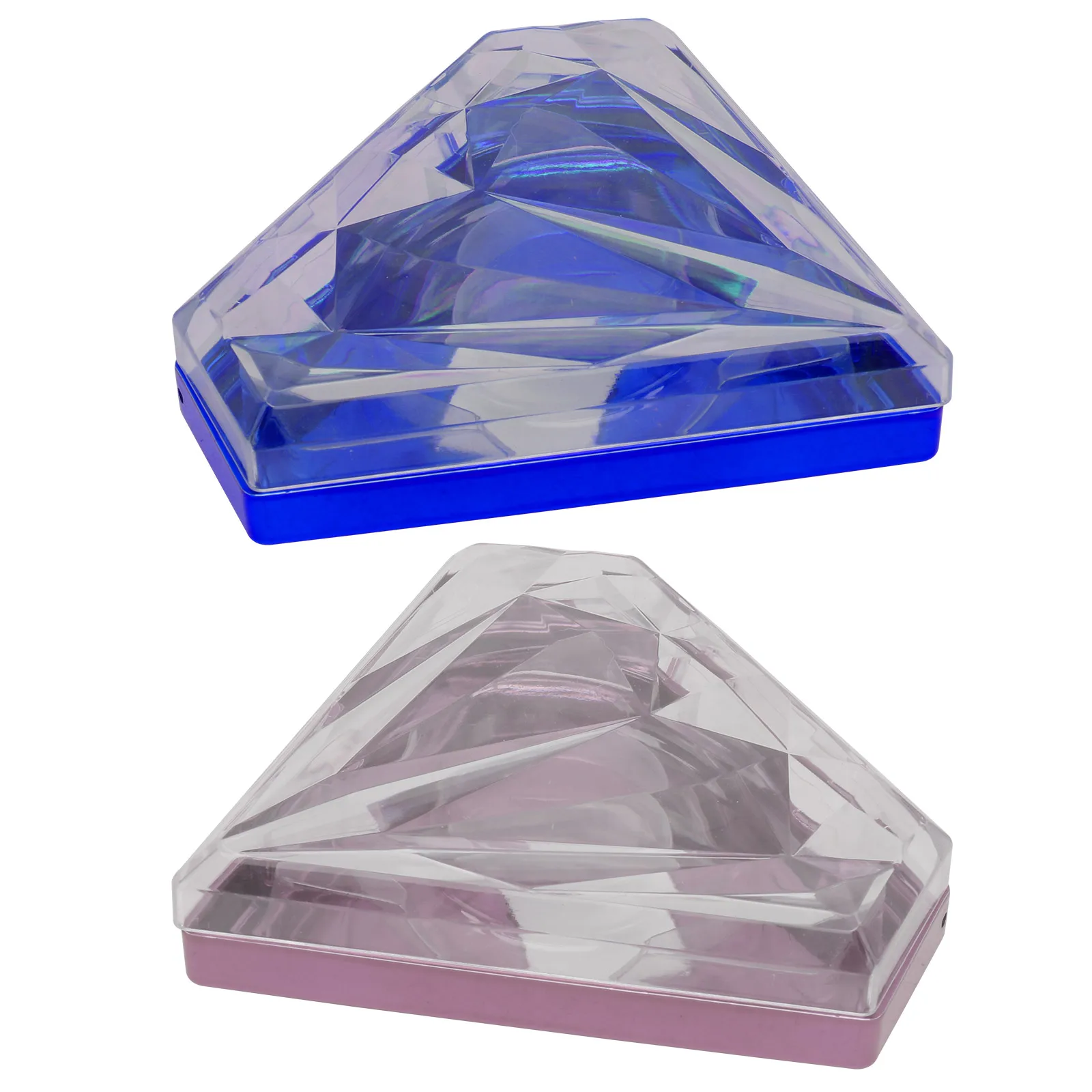 

2pcs False Boxes Acrylic Diamond Shaped Eyelash Storage Containers Lightweight Makeup Accessories For Eyelash Packing Organizing