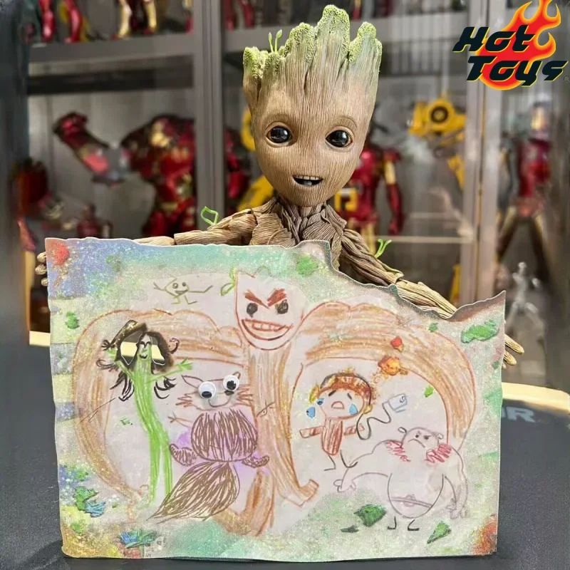 Hottoys Ht Tms088 Tms089 1/6 Goot Action Figure Marvel Short Anime I Am Groot Cure Mini 26cm Full Set Fans Hobby Model Gifts