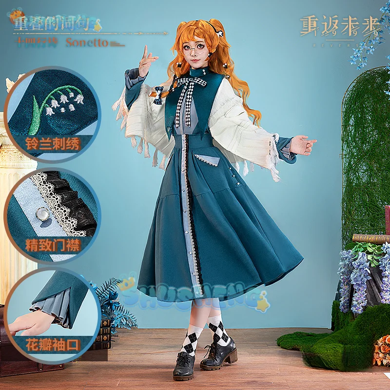 Shusheng Reverse:1999 Sonetto 1st Anniversary Game Suit Lovely Dress Cosplay Costume Halloween Party Role Play Outfit Women