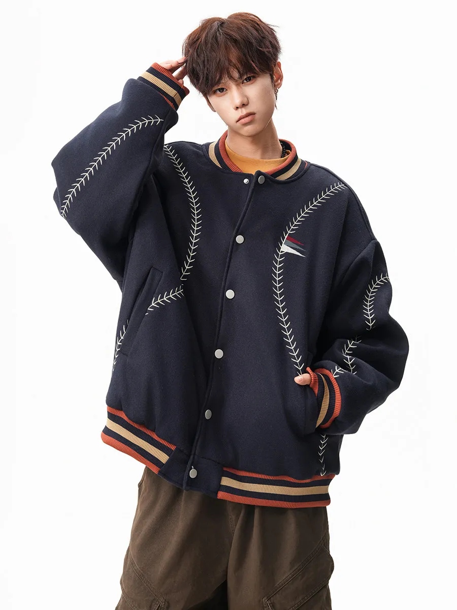 

Винтажная вышитая шерстяная университетская куртка для мужчин и женщин, прочная парная повседневная куртка-бомбер, верхняя одежда с вышивкой в стиле ретро