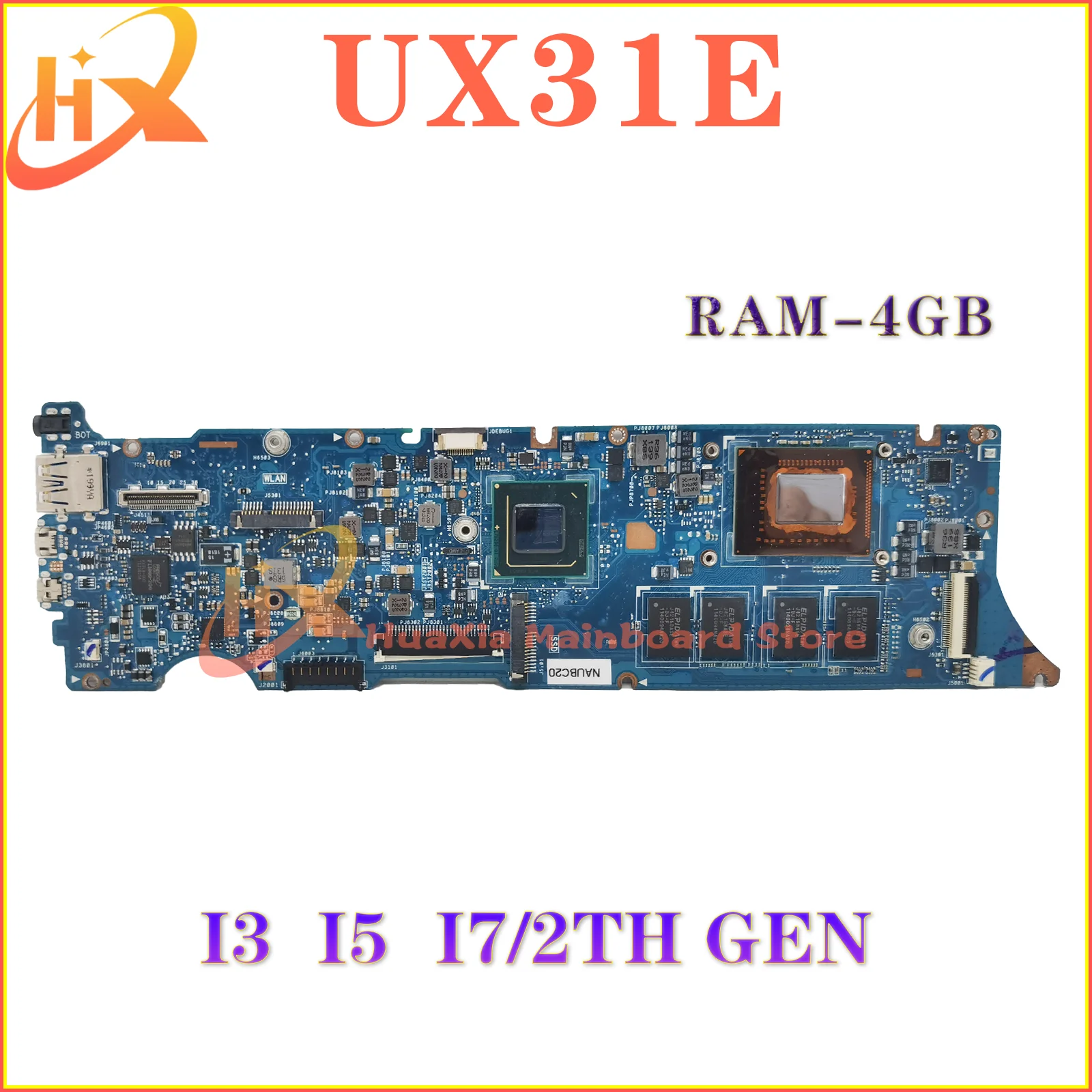 

Mainboard For ASUS Zenbook UX31E BX31E Laptop Motherboard 4GB/RAM I3 I5 I7-2TH Gen MAIN BOARD 100% TEST OK