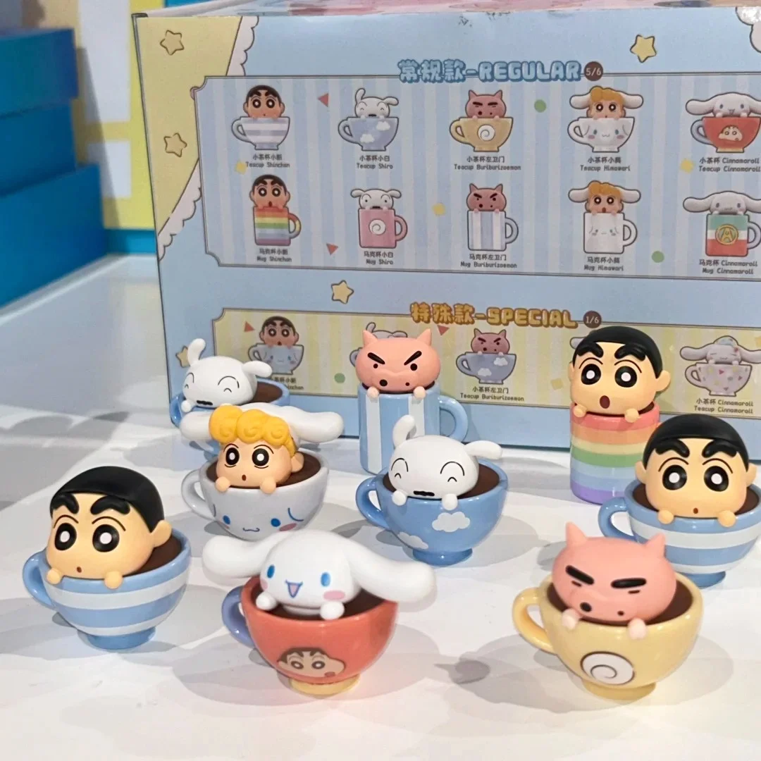 

Cinnamoroll X Crayon Shin Chan Mini Cup Series слепая сумка Kawaii фигурка Коллекционная игрушка подарок на день рождения аниме украшение