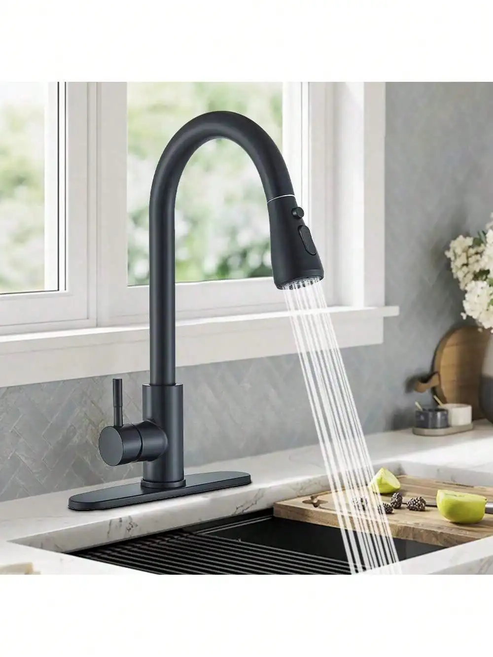 

Kitchen Faucet With Pull-Down Spray Single Handle High Arc Commercial Stainless Steel Brushed Nickel Kitchen Sink Faucet With Deck Suitable For Bar Laundry RV Farmhouse