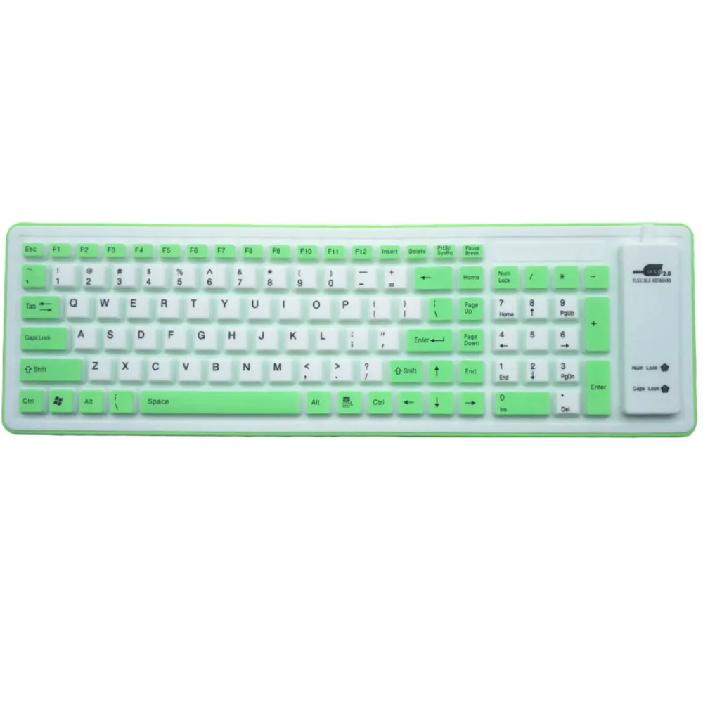 

Colorful Soft Silicone Flexible Keyboard Foldable 103 Keys USB Keyboard Dustproof Portable Wired Keyboard Office Use