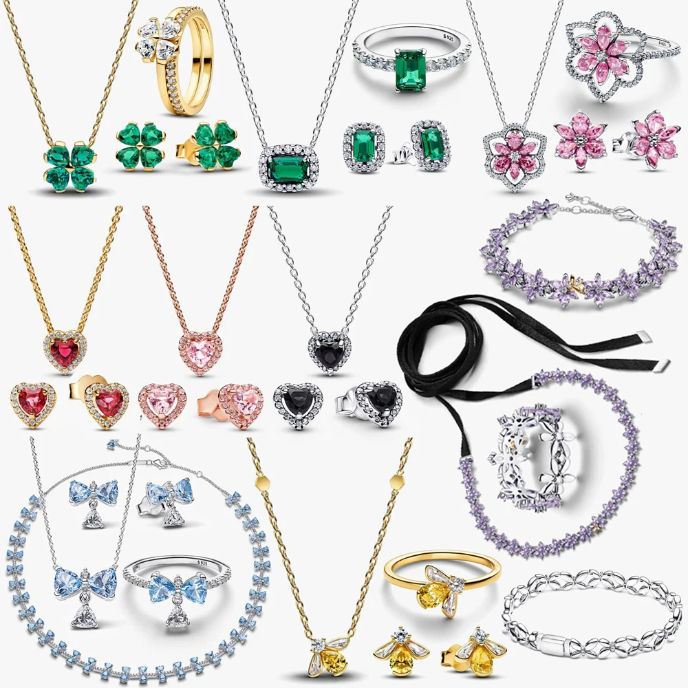 

2026 New 925 Silver Lucky Love Heart Plant Bee Specimen Cocktail Flower Combination Set Bead Pendant Exquisite DIY Charm Jewelry