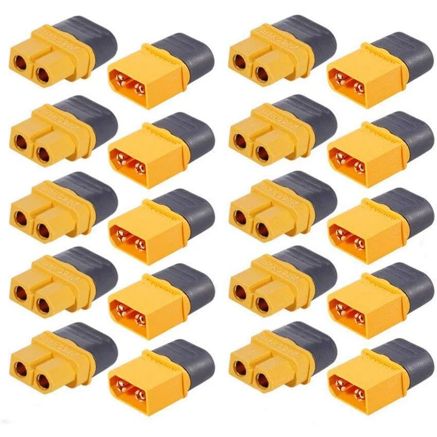 10 Pair XT60H (XT60 Upgrade) Connectors, XT60H Male Female Bullet Connectors Plugs with Sheath for Lithium Battery RC Planes Car