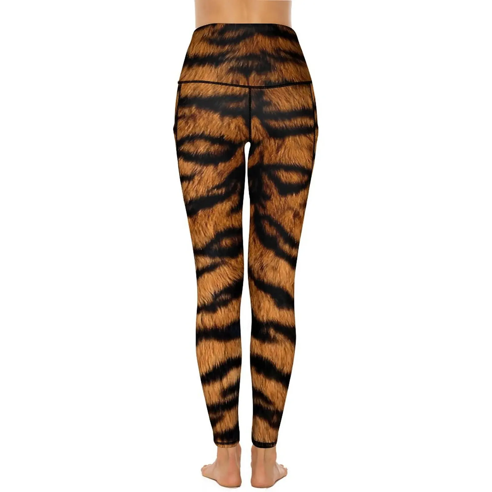 Pantalon de yoga imprimé en fourrure de tigre avec poches, leggings d'entraînement à motif animal, leggings push-up sexy, nouveauté