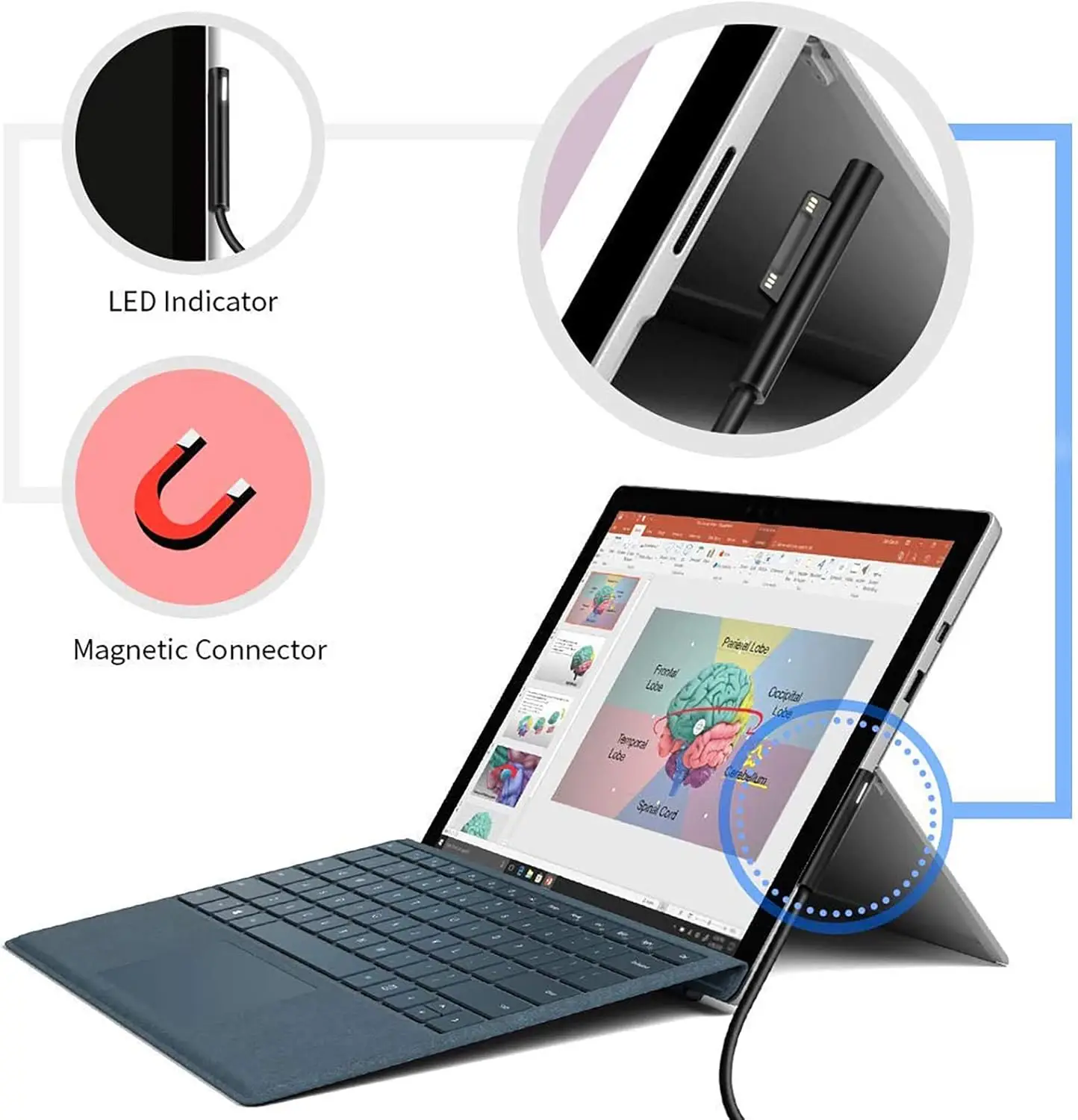 كابل carga superficie a USB C (hembra USB-C، 20 سم)، متوافق مع Microsoft Surface Pro 7/6/5/4/3 Go3/2/1 portátil 4/3/2/1