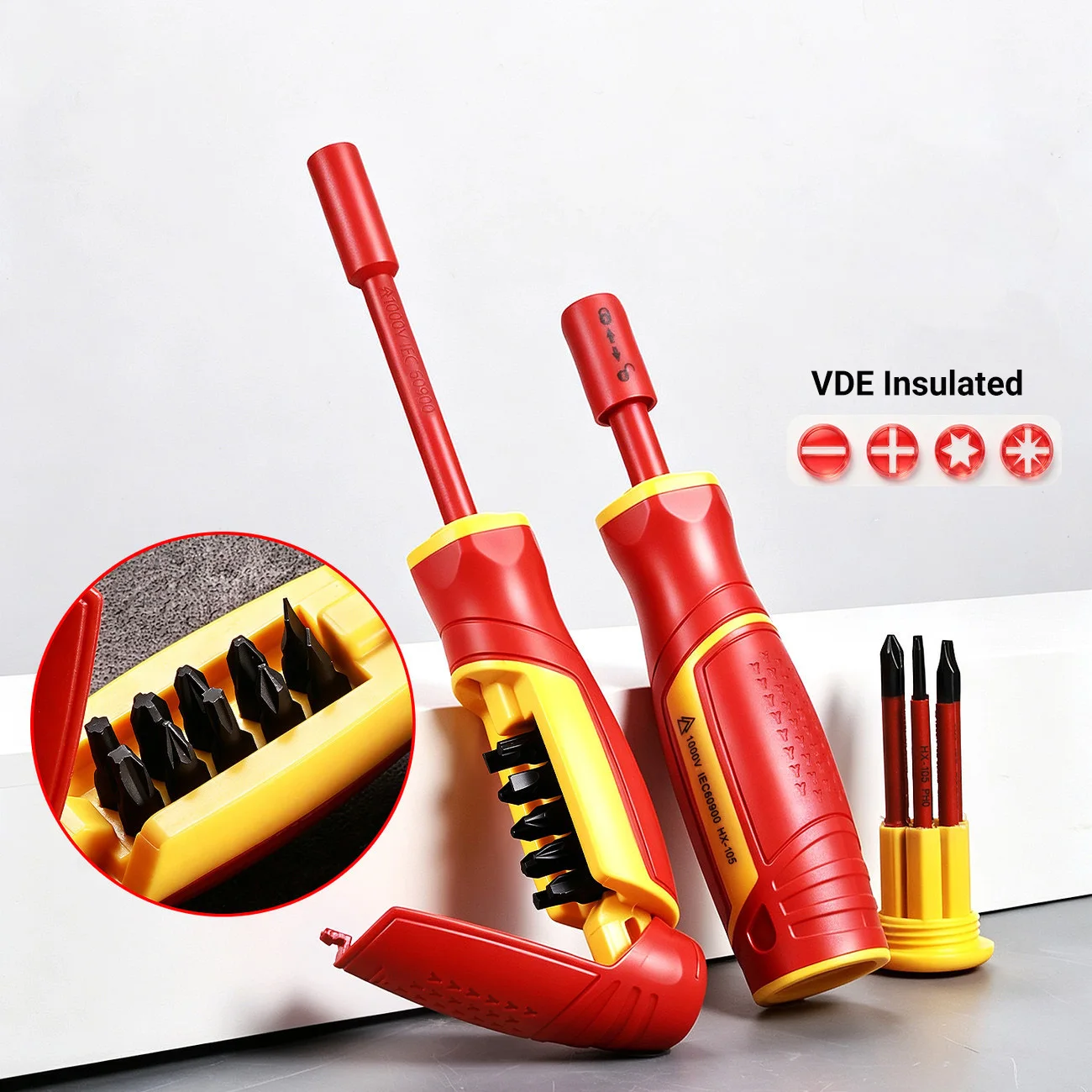 Insulated Screwdriver Set Magnetic Phillips Slotted Bits Interchangeable Multi-Purpose Electrician Tool Motorcycle Repair