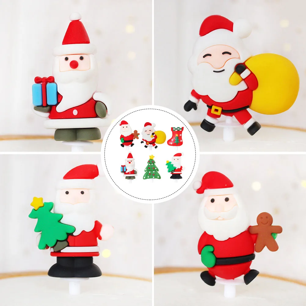 

Soft Gel Santa Cake Toppers Christmas Decoration Baking Decors Rubber Cupcake Decorations Holiday Party Accessories